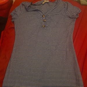 Blue and white stripped colleges girl dress